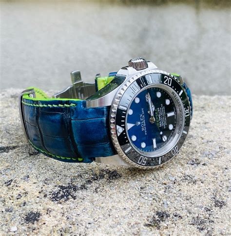 midnight blue alligator strap rolex|Handmade Genuine Alligator Leather Strap for Rolex Day.